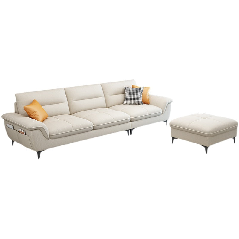 Stain-Resistant Sectional Sofa for Living Room in White with Pillow Top Arm