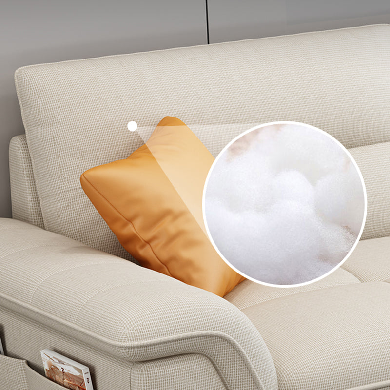 Stain-Resistant Sectional Sofa for Living Room in White with Pillow Top Arm