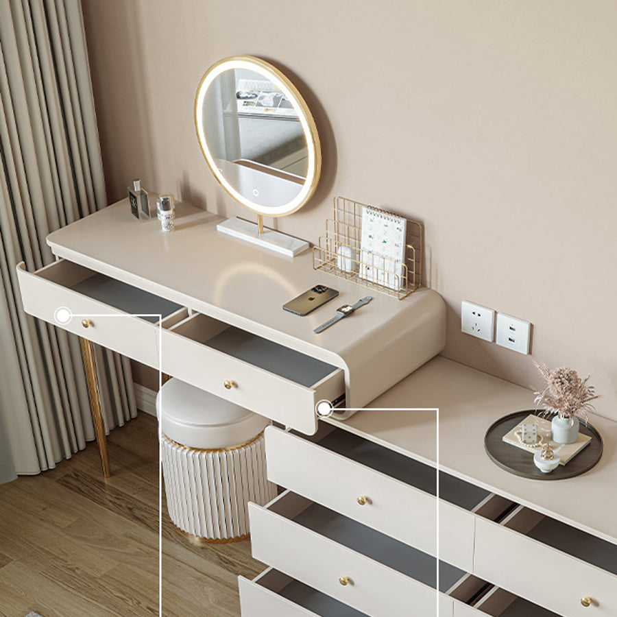 White Solid Wood Makeup Vanity Desk Bedroom Vanity Dressing Table Set