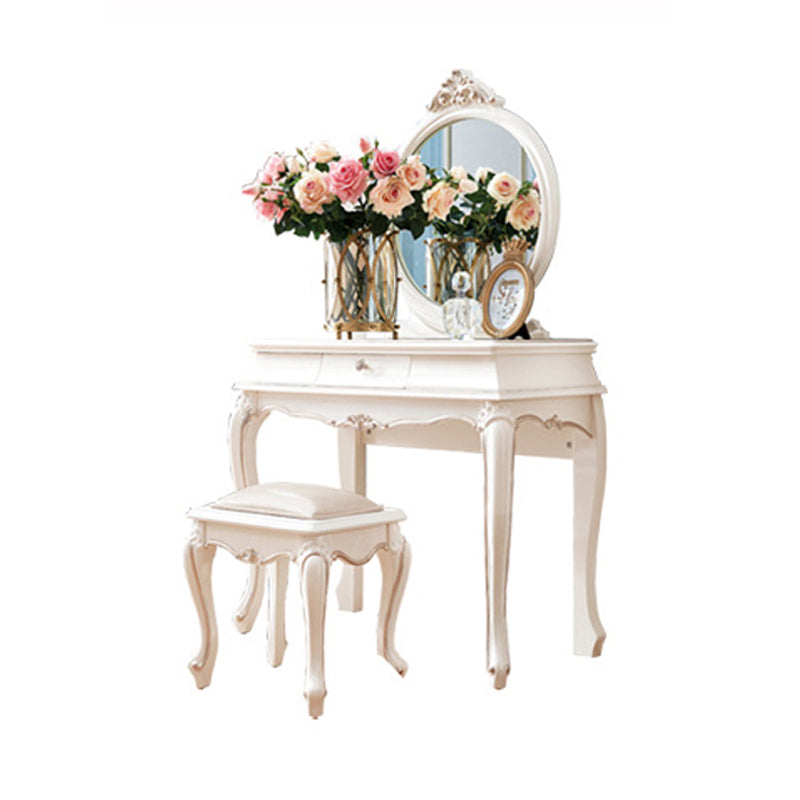 Victorian Style White Bedroom Mirror with Drawer Vanity Dressing Table