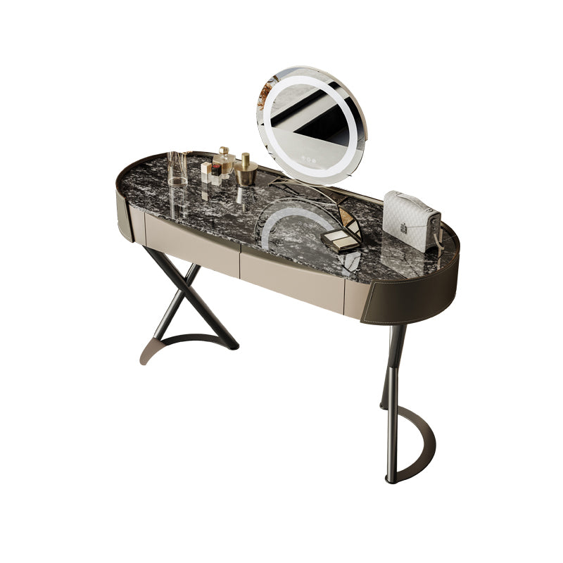 Glam Dressing Table Lighted Mirror 2-Drawer Bedroom Make-up Vanity