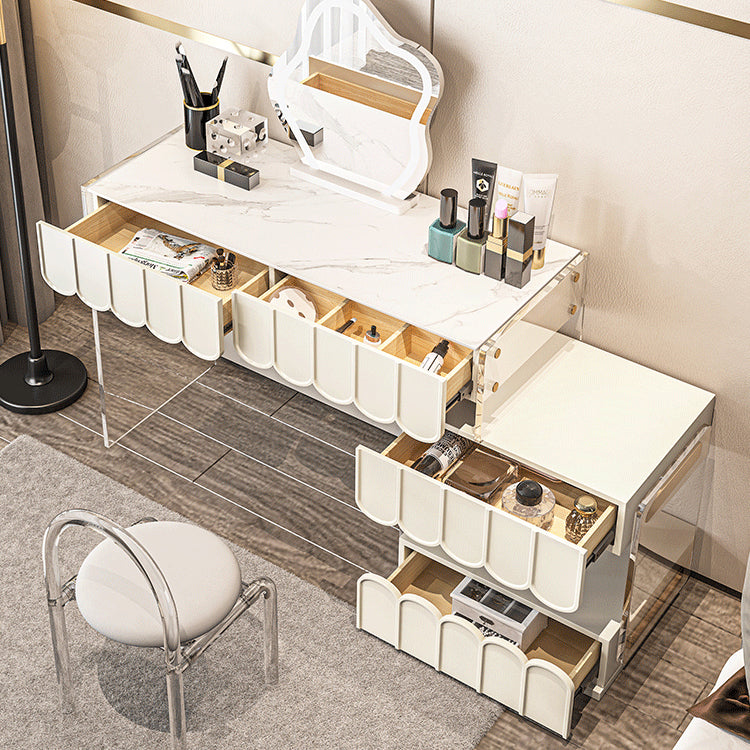 Acrylic White Makeup Vanity Desk Bedroom Vanity Dressing Table Set