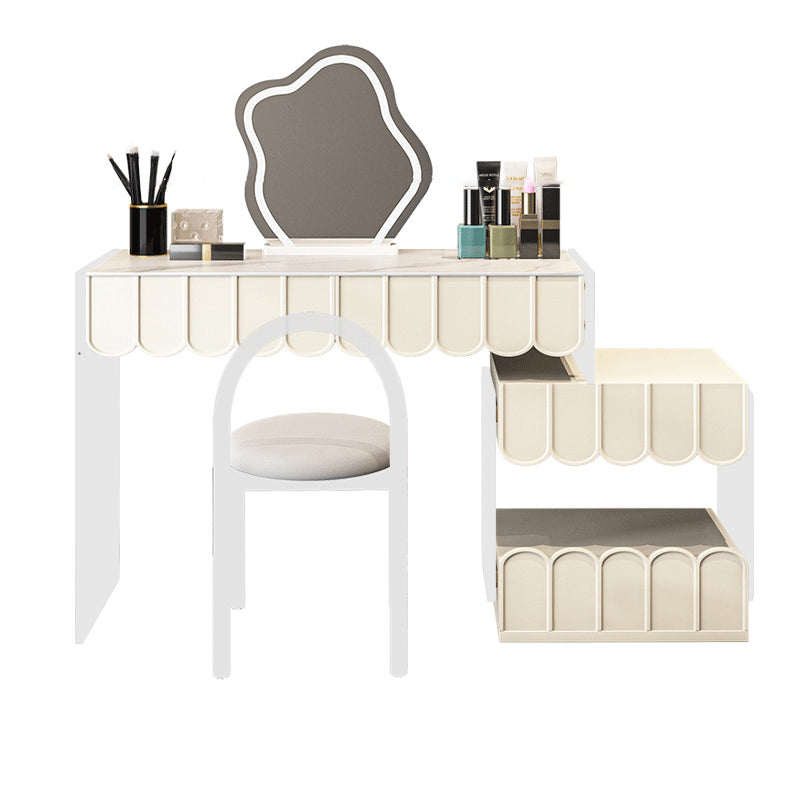 Acrylic White Makeup Vanity Desk Bedroom Vanity Dressing Table Set