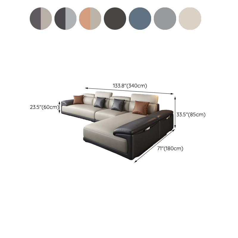 Faux Leather Adjustable Sectional 70"W Contemporary Sectional Sofa with Storage