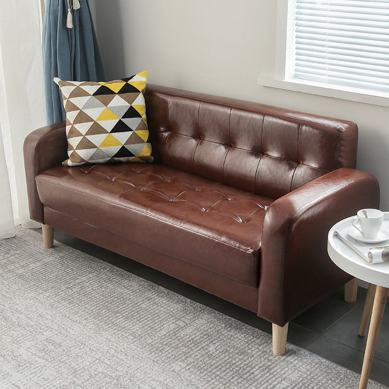 Wooden Velvet Sofa Contemporary Style Tufted Split-Back Seating