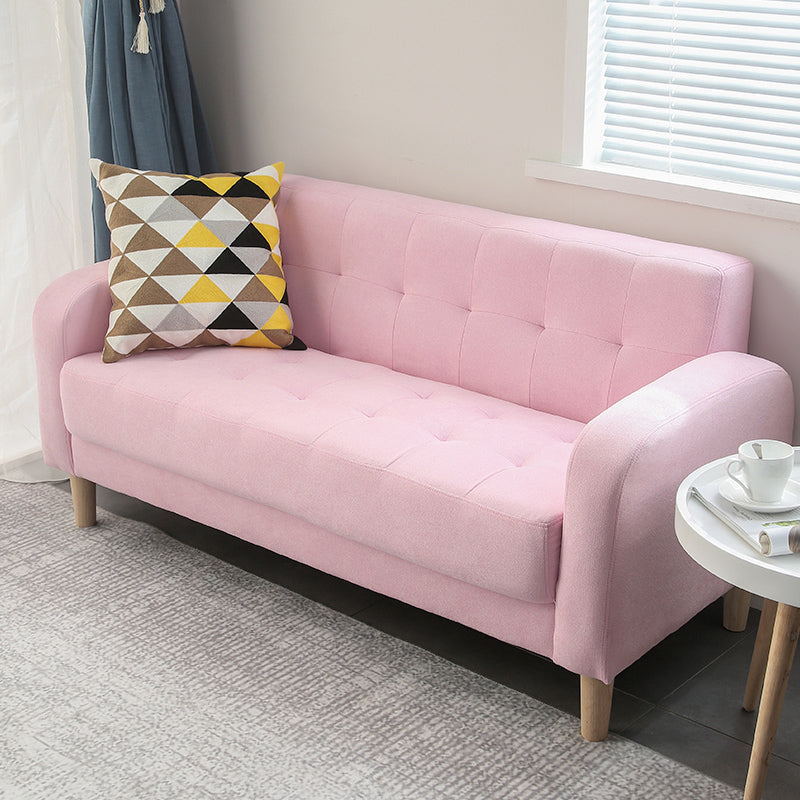Wooden Velvet Sofa Contemporary Style Tufted Split-Back Seating
