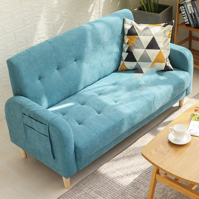 Wooden Velvet Sofa Contemporary Style Tufted Split-Back Seating