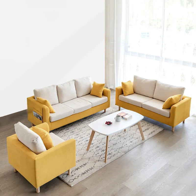 Contemporary Tuxedo Arm Sofa Loose Back Settee for Living Room