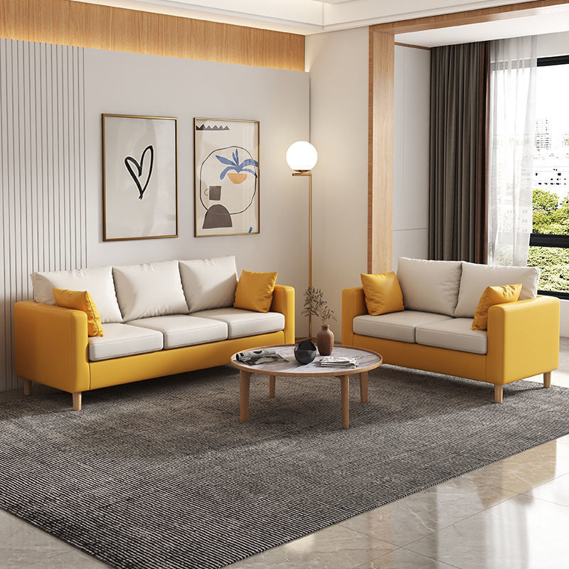 Contemporary Tuxedo Arm Sofa Loose Back Settee for Living Room