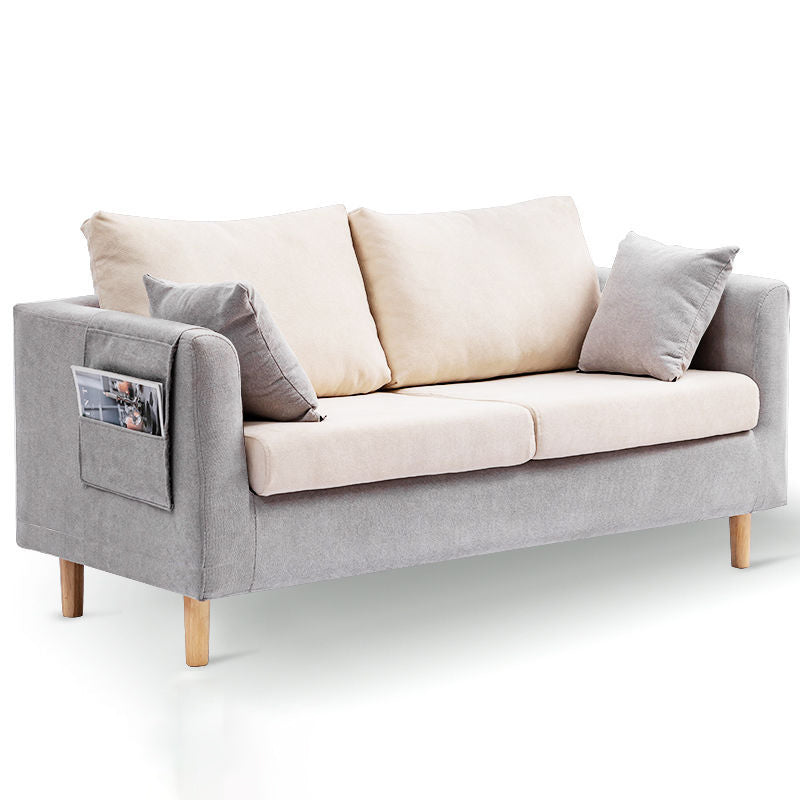 Contemporary Tuxedo Arm Sofa Loose Back Settee for Living Room