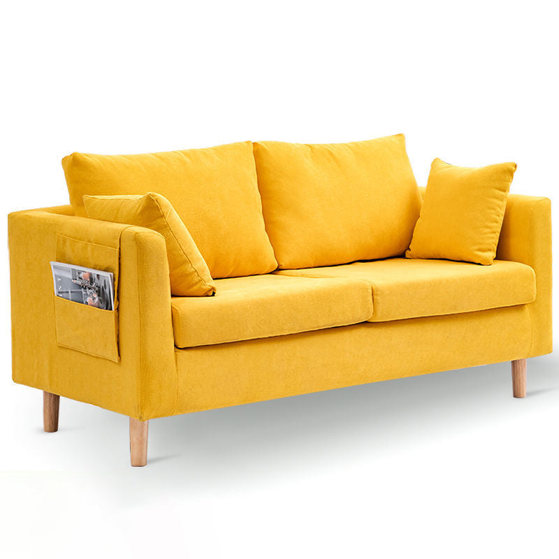 Contemporary Tuxedo Arm Sofa Loose Back Settee for Living Room