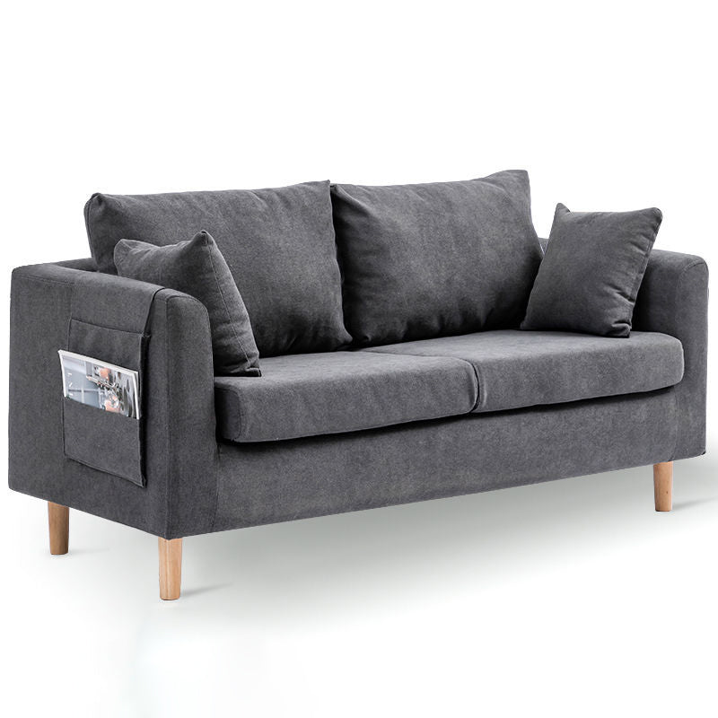 Contemporary Tuxedo Arm Sofa Loose Back Settee for Living Room