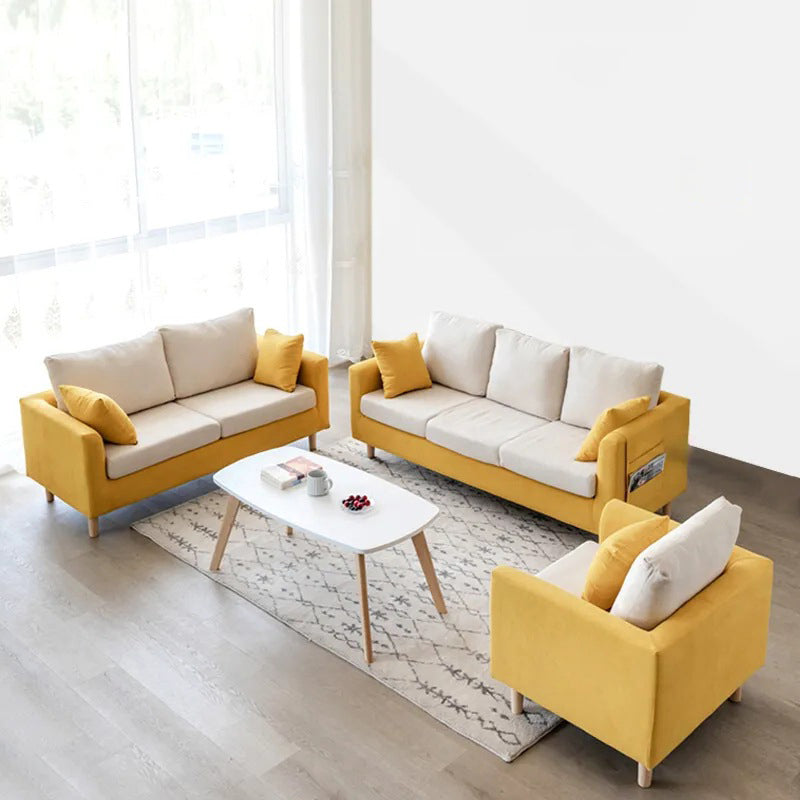 Contemporary Tuxedo Arm Sofa Loose Back Settee for Living Room