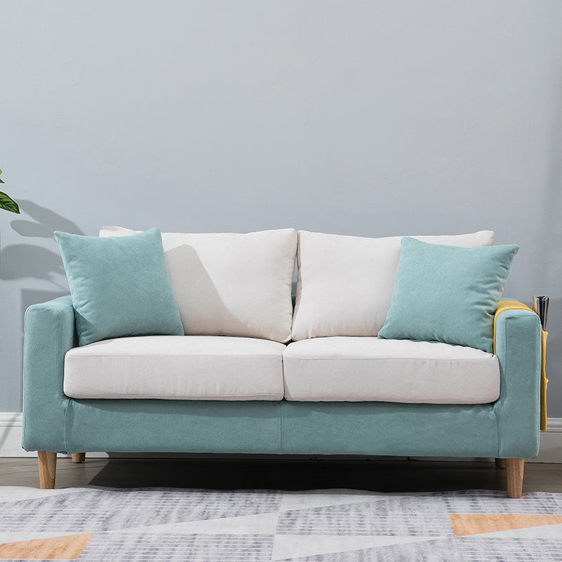 Modern Standard Sofa Pillows Square Arm 2 Seater Living Room Settee