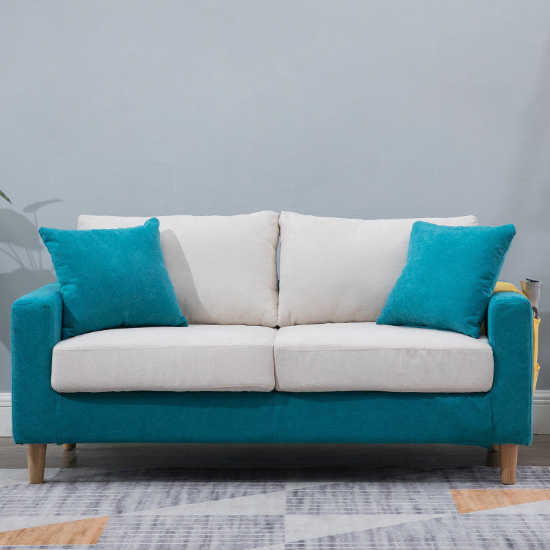 Modern Standard Sofa Pillows Square Arm 2 Seater Living Room Settee