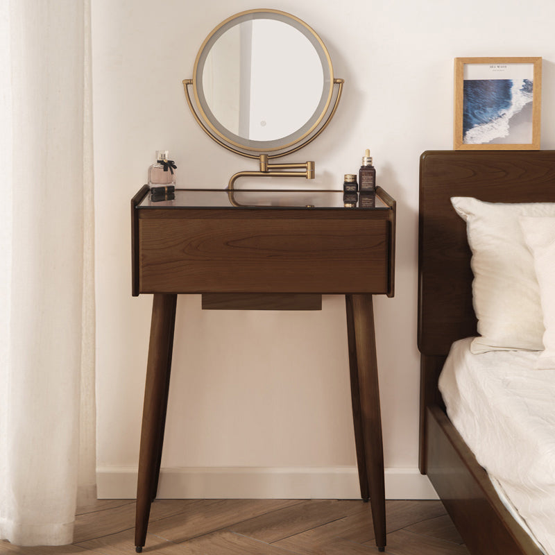 Contemporary Make-up Vanity Bedroom Glass Lighted Mirror with Drawer