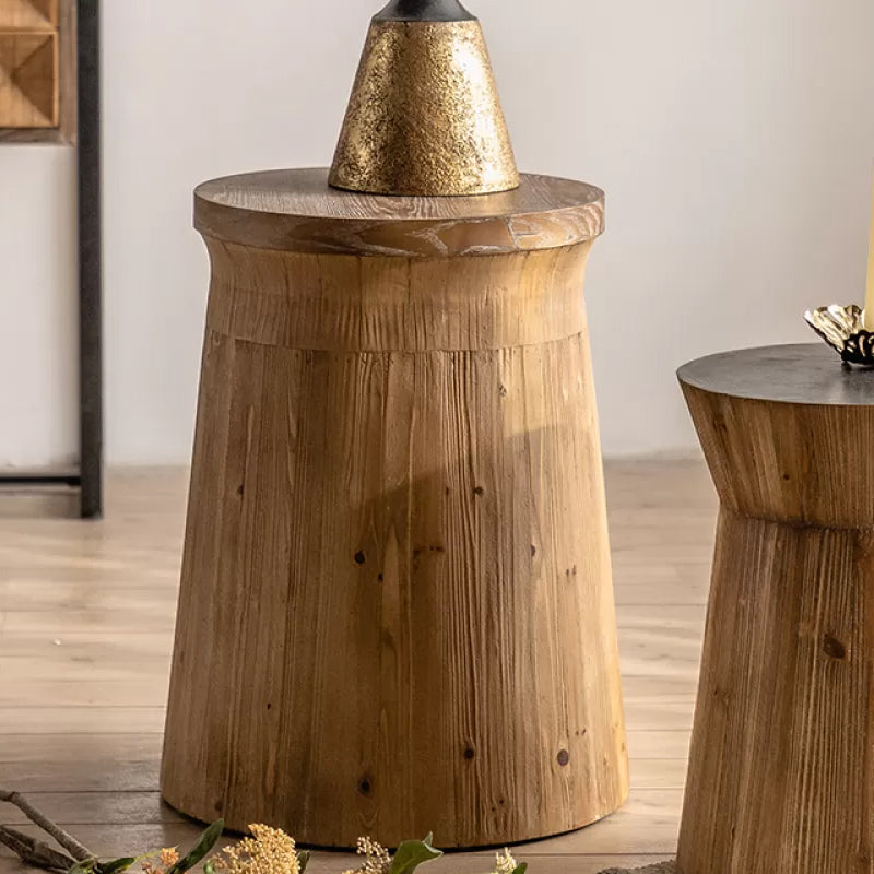 Rustic End Slide Table Living Room Distressed Brown Solid Wood Accent Side Table