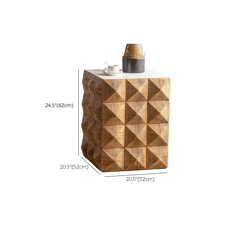 Rustic End Slide Table Living Room Distressed Brown Solid Wood Accent Side Table