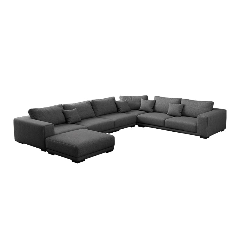 Contemporary Sectional Sofa L-Shape Fabric Slipcovered Sectional