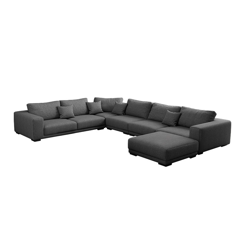 Contemporary Sectional Sofa L-Shape Fabric Slipcovered Sectional