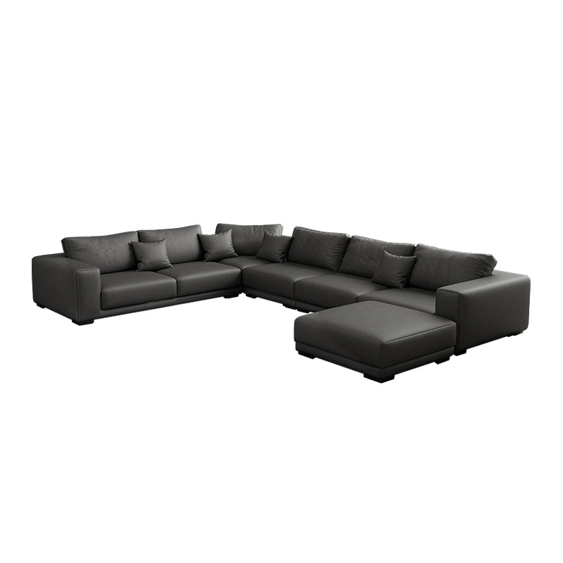 Contemporary Sectional Sofa L-Shape Fabric Slipcovered Sectional
