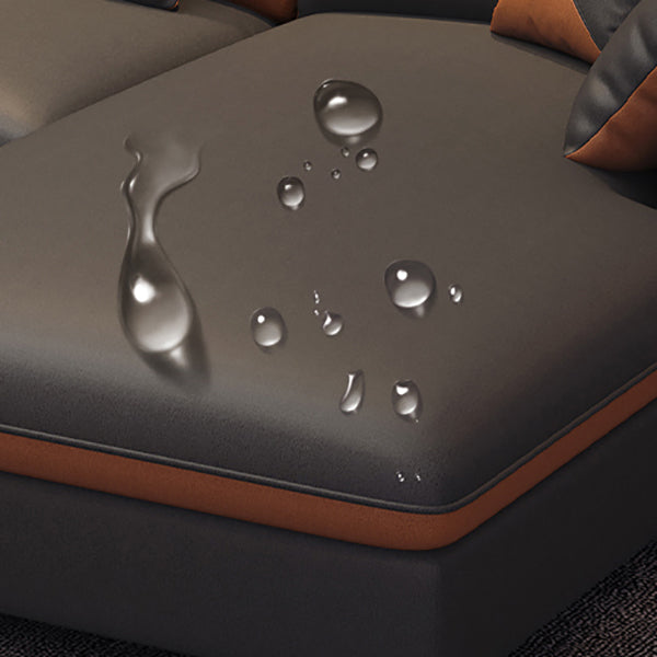 Faux Leather Sectional Sofa with Storage 35.43" High Sofa with Cushion Back