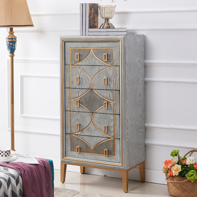 Contemporary Glam Lingerie Chest Rubber Wood Vertical Storage Chest Dresser for Bedroom