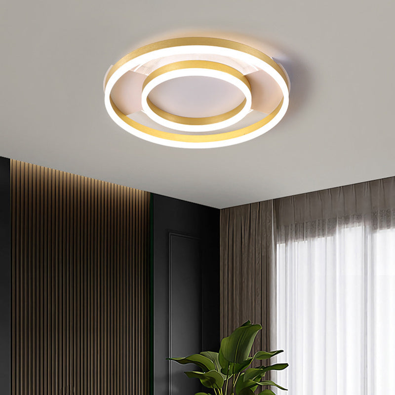 Gold Ceiling Mount Light Round LED Ceiling Light with Silica Gel Shade for Bedroom