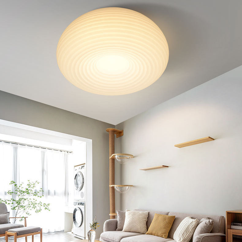 White Shaded Ceiling Light LED Contemporary Flush Mount Lighting for Home