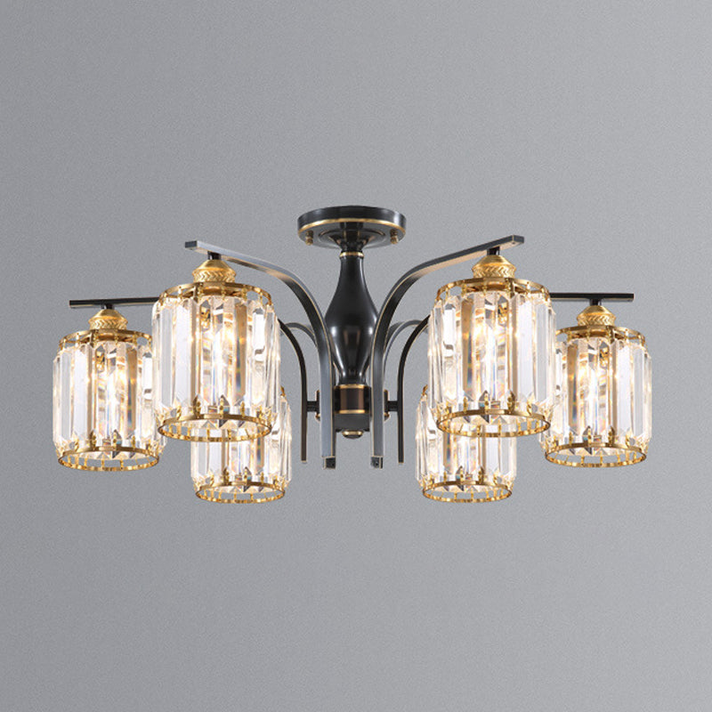 Modern Minimalist Ceiling Lamp Crystal Shade Flush Mount Light Fixture for Bedroom