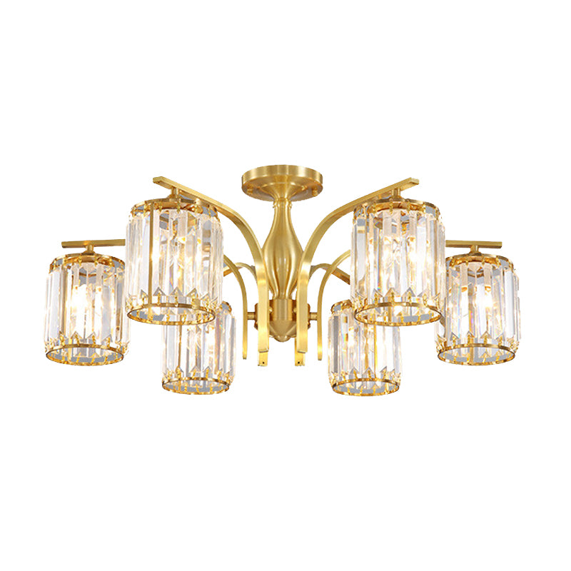 Modern Minimalist Ceiling Lamp Crystal Shade Flush Mount Light Fixture for Bedroom