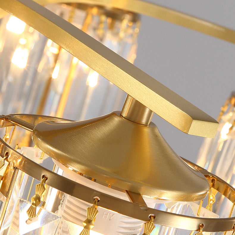 Modern Minimalist Ceiling Lamp Crystal Shade Flush Mount Light Fixture for Bedroom