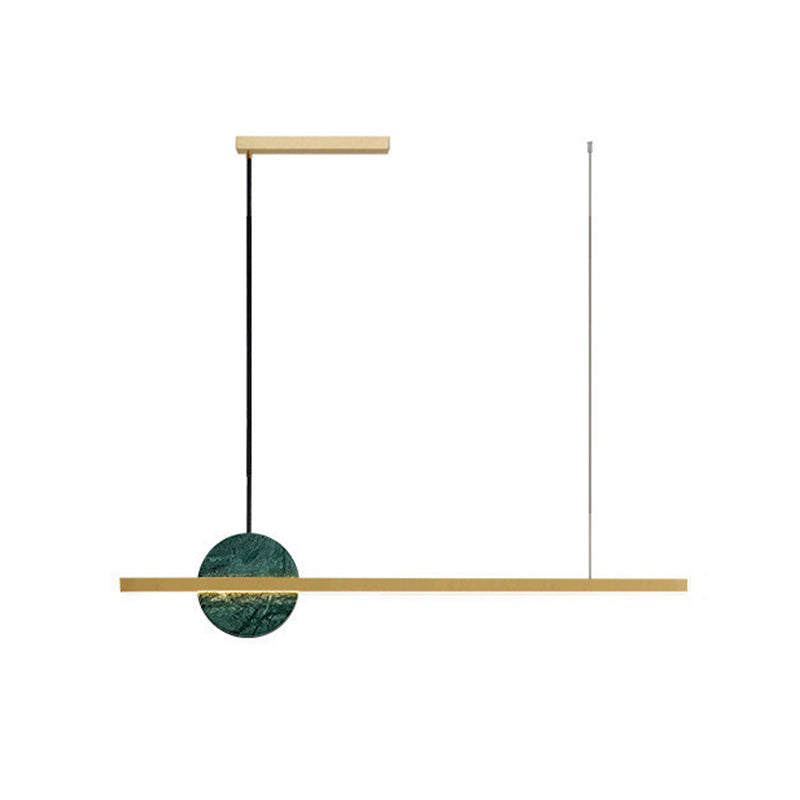Brass and Marble Pendant Ceiling Fixture Linear 1 Light Kitchen Island Light