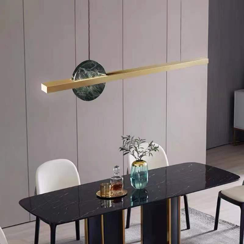 Brass and Marble Pendant Ceiling Fixture Linear 1 Light Kitchen Island Light