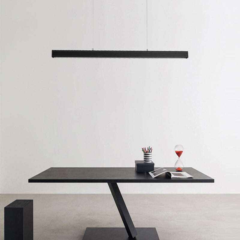 Modern Hanging Light Linear Leather LED Island Light Fixture for Dining Room