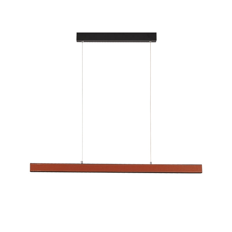 Modern Hanging Light Linear Leather LED Island Light Fixture for Dining Room