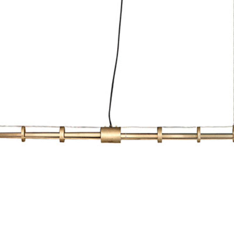 1 - Light Cylinder Kitchen Island Fixture in Clear and Gold Metal Ceiling Light Pendant