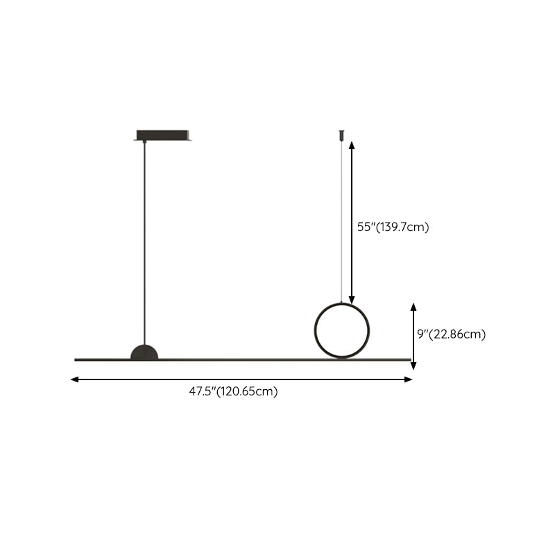 Black LED Island Hanging Lamp Modern Simple Island Lamp with Acrylic Shade for Dining Room