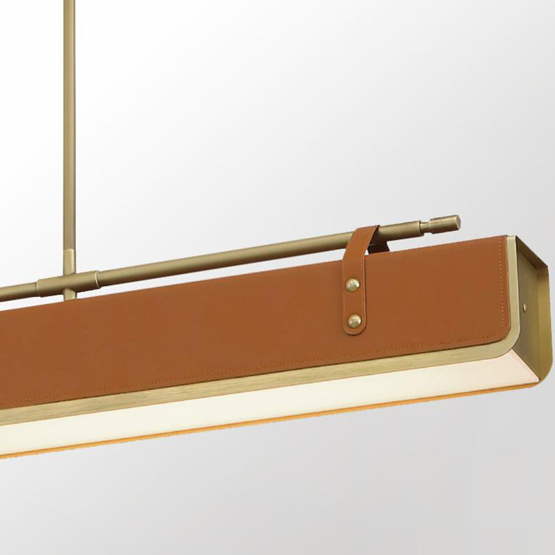 Leather LED Island Light Ultra-Modern Hanging Light Fixture for Dining Room