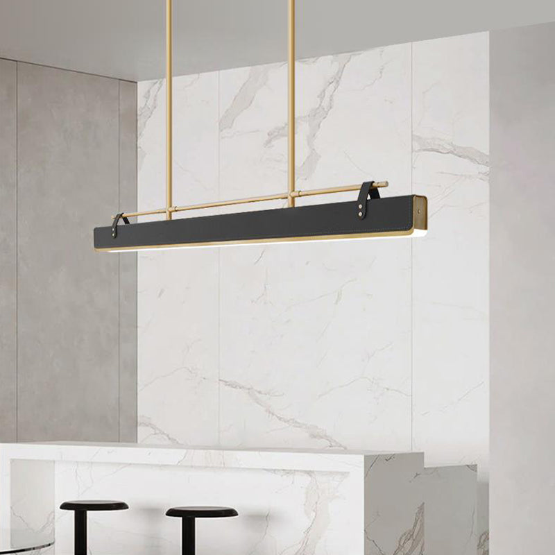 Leather LED Island Light Ultra-Modern Hanging Light Fixture for Dining Room