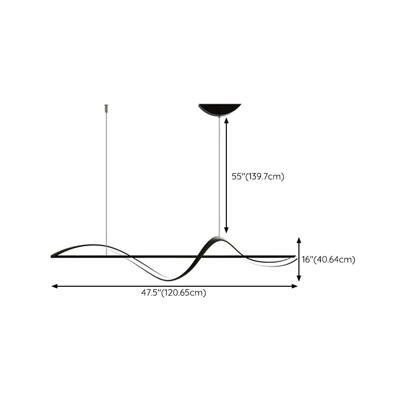 Strip Shape Island Hanging Lamp Modern LED Island Lamp with Acrylic Shade for Dining Room