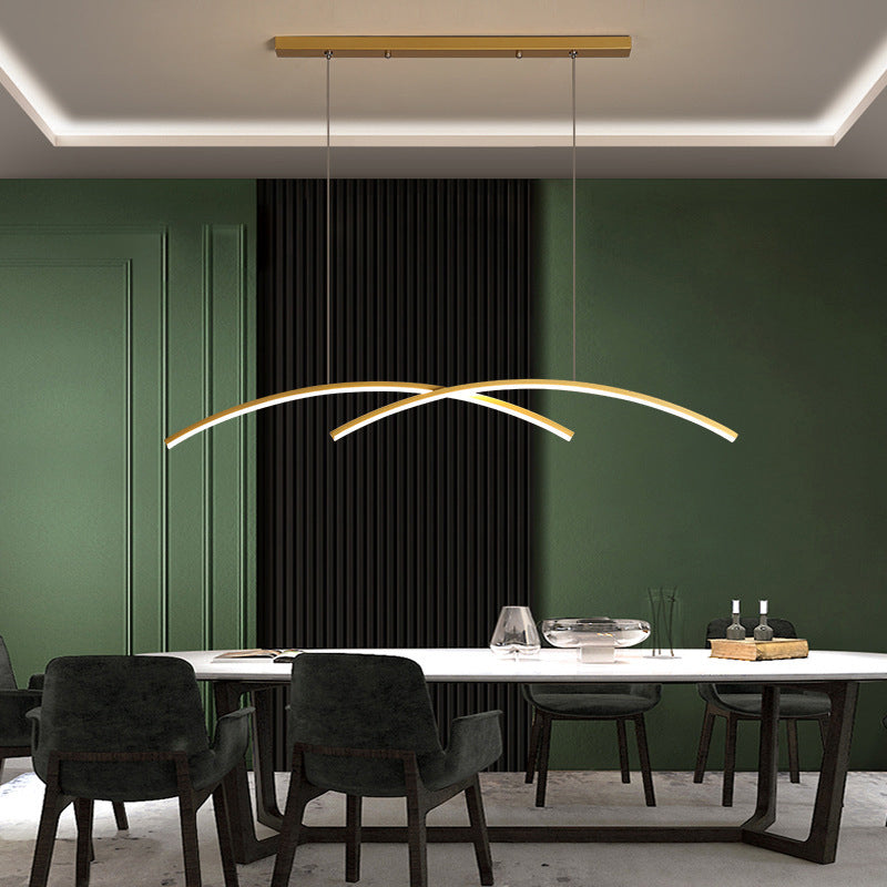 Linear 2 - Light LED Kitchen Island Fixture Iron Pendant Ceiling in Black / Gold
