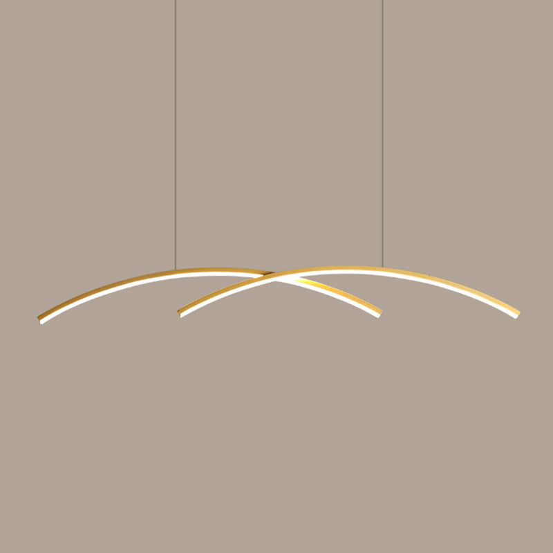 Linear 2 - Light LED Kitchen Island Fixture Iron Pendant Ceiling in Black / Gold