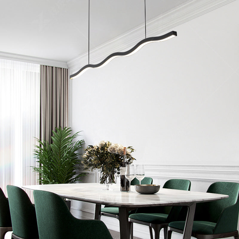 1-Light Island Hanging Lamp Modern LED Island Lamp with Acrylic Shade for Dining Room