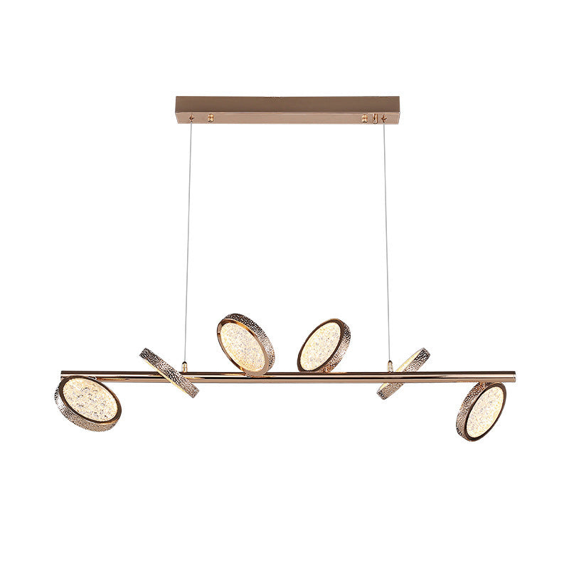 LED 5 / 6 - Light Kitchen Island Light in Gold Metal and Acrylic Ceiling Pendant