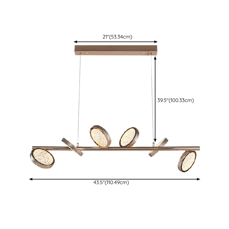 LED 5 / 6 - Light Kitchen Island Light in Gold Metal and Acrylic Ceiling Pendant