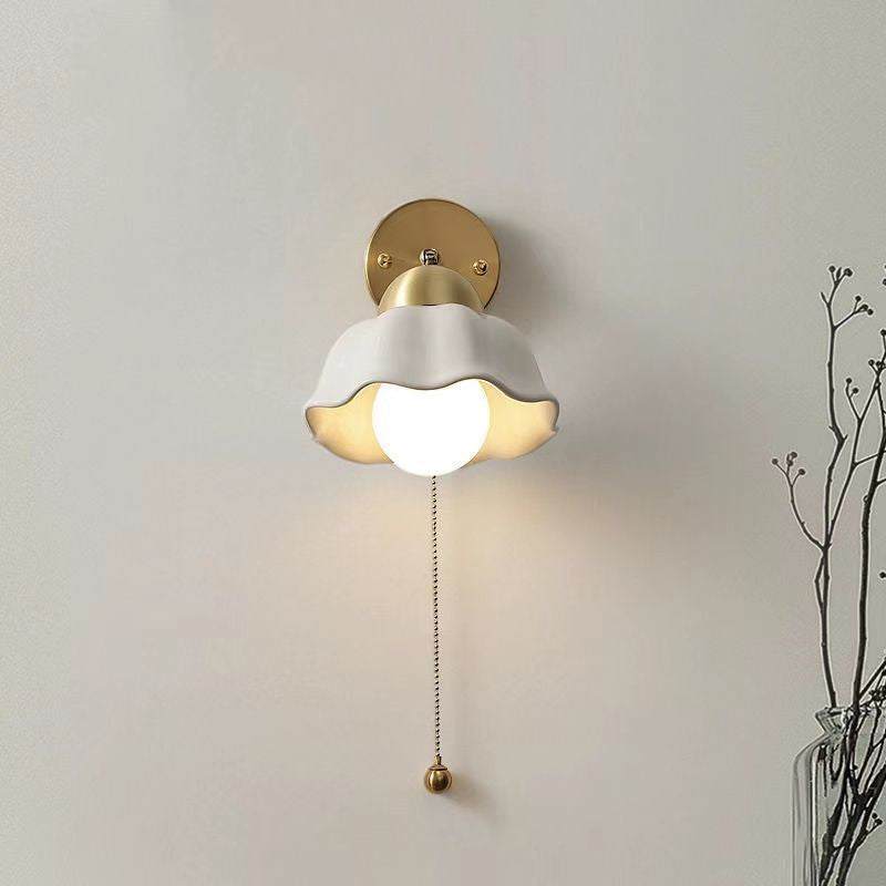 Nordic Style Wall Light Dome Shape Wall Lamp with Ceramic Shade for Bedroom