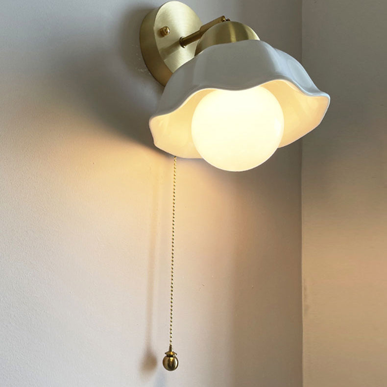 Nordic Style Wall Light Dome Shape Wall Lamp with Ceramic Shade for Bedroom