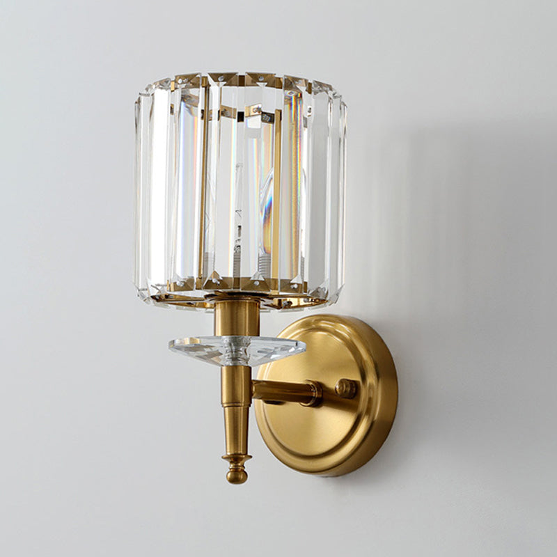 Geometric Wall Lighting Modern Crystal 1 Light Wall Sconces in Gold