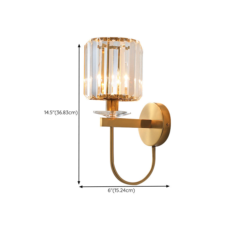 Geometric Wall Lighting Modern Crystal 1 Light Wall Sconces in Gold